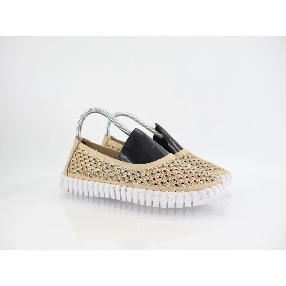 Ilse Jacobsen Women Tulip Bit Platform Slip On Shoe Size 40 10 Gold Loafer